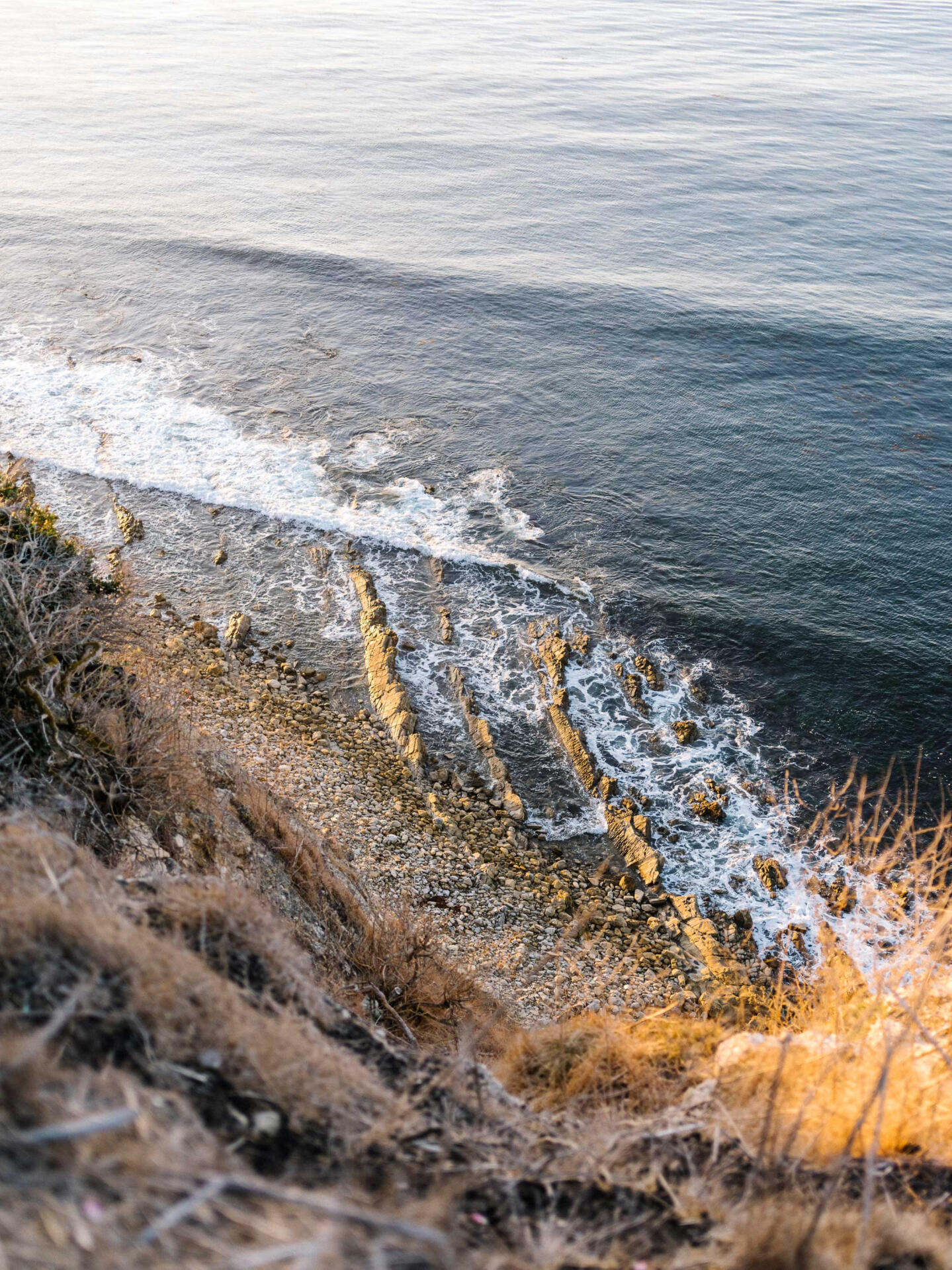 Waves crashing on rocks in Palos Verdes, CA